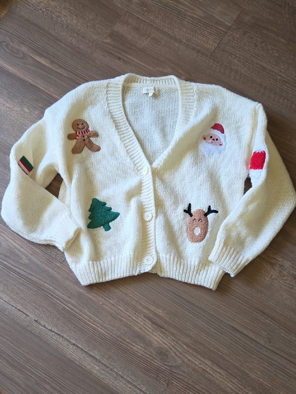 Women's Mello Cream Holiday Patch Cardigan Sweater